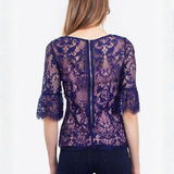 Blusa Full Encaje con Forro Interno Rosado - Azul