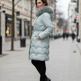 Casaca Larga Ajustable con Piel en Capucha - Verde